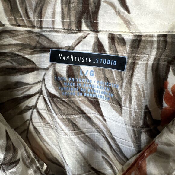 Van Heusen Studio Shirt Men's Large MultiColor Floral Hawaiian Short Sleeve - Picture 3 of 3